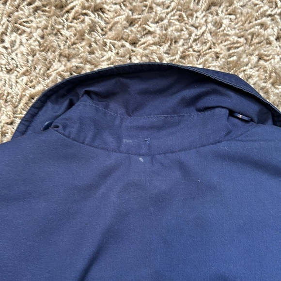 Vintage Towne London Fog Navy Elastic Waist Red Plaid Lining Winter Coat Large - Picture 12 of 14